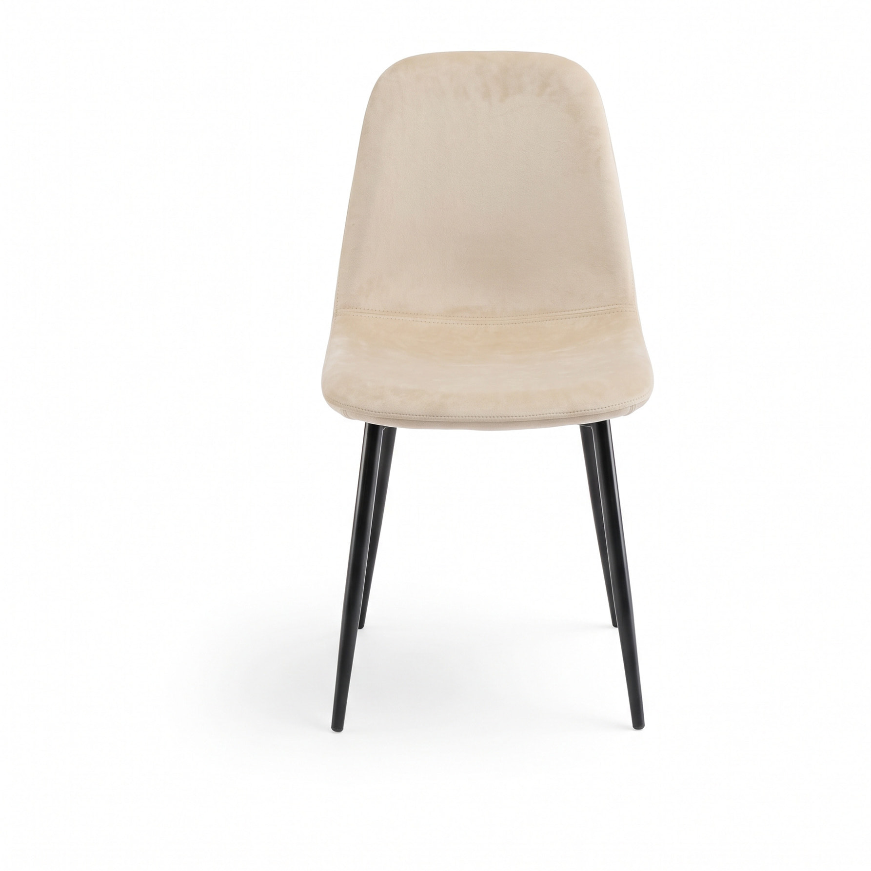 Set di 4 sedie SALAMANCA in tessuto effetto velluto beige e gambe nere