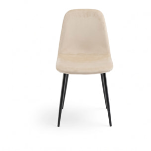 Set di 4 sedie SALAMANCA in tessuto effetto velluto beige e gambe nere