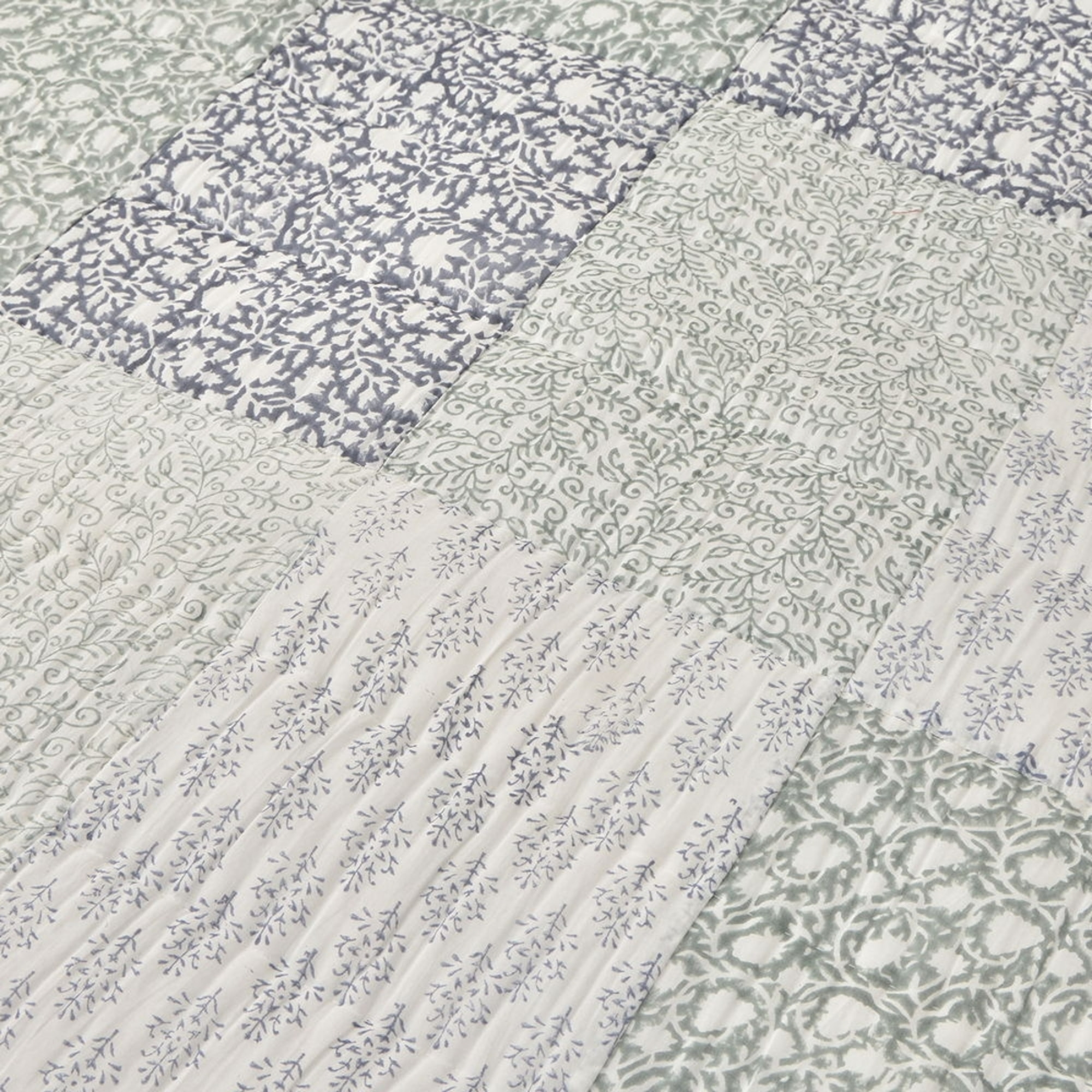 Colcha acolchada patchwork Block color azul 100% Algodón