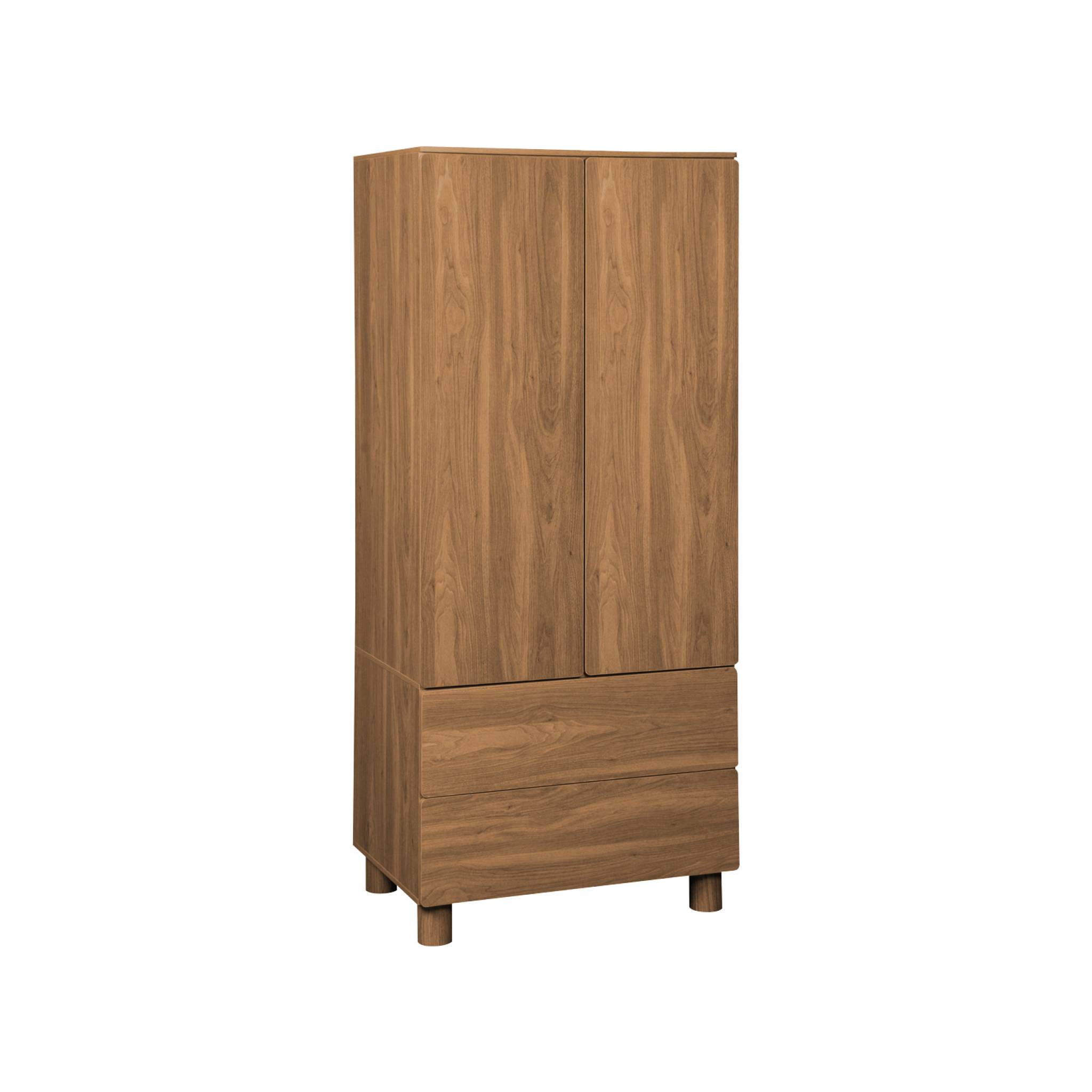 Armoire dressing décor bois 2 portes 2 tiroirs et 1 penderie AYANA