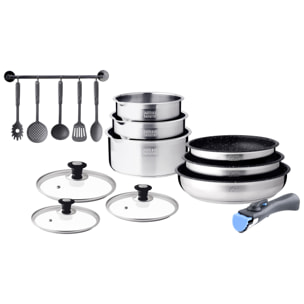 Batterie 15 pièces inox amovible