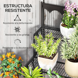 Soporte para Plantas de 3 Niveles Estantería para Plantas para Esquina Diseño en Escalera Soporte para Macetas Interior y Exterior 73x66x85 cm Negro