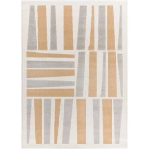 FLORA Alfombra geométrica con relieve en tonos beige y gris, varias medidas disponibles