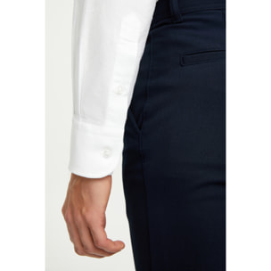 Camicia Uomo 1 Bottone Button Down Slim Oxford Lavato Unito Bianco