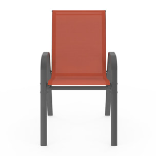 Chaises de jardin empilables textilène terracotta - lot de 6