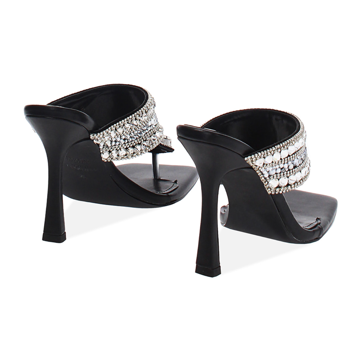 Mules open toe nero-argento tacco 10 cm
