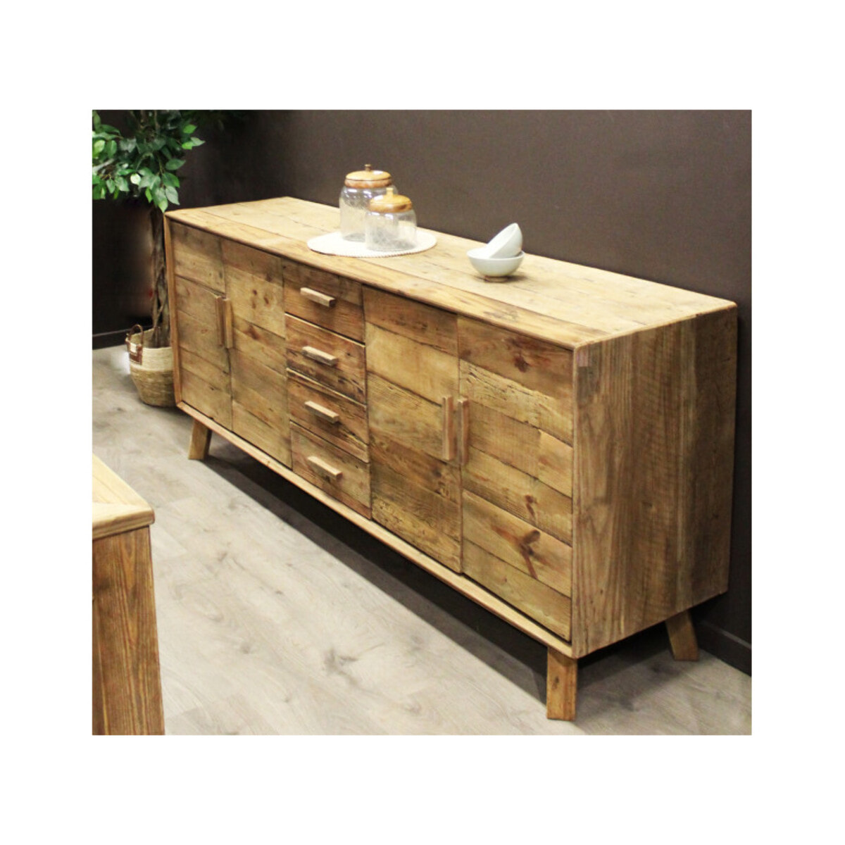 Buffet bahut 4 portes et 4 tiroirs en pin recyclé - ORIGIN