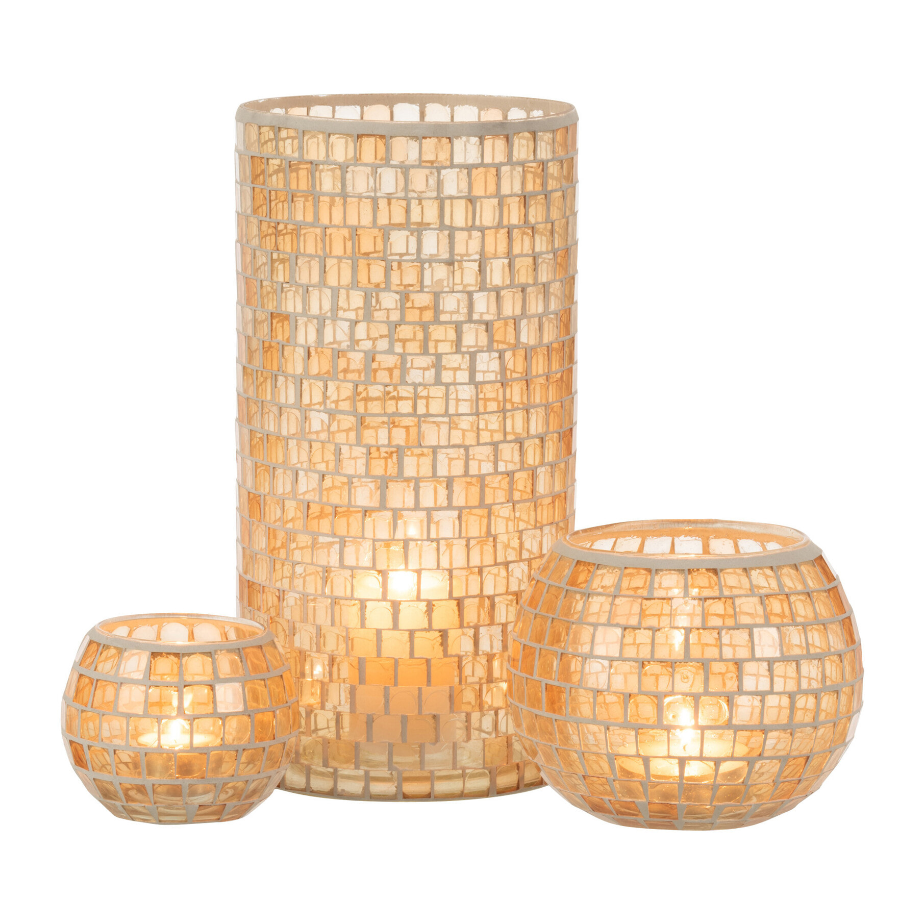 J-Line vase Mosaïque Rond - verre - orange - 29 cm de hauteur