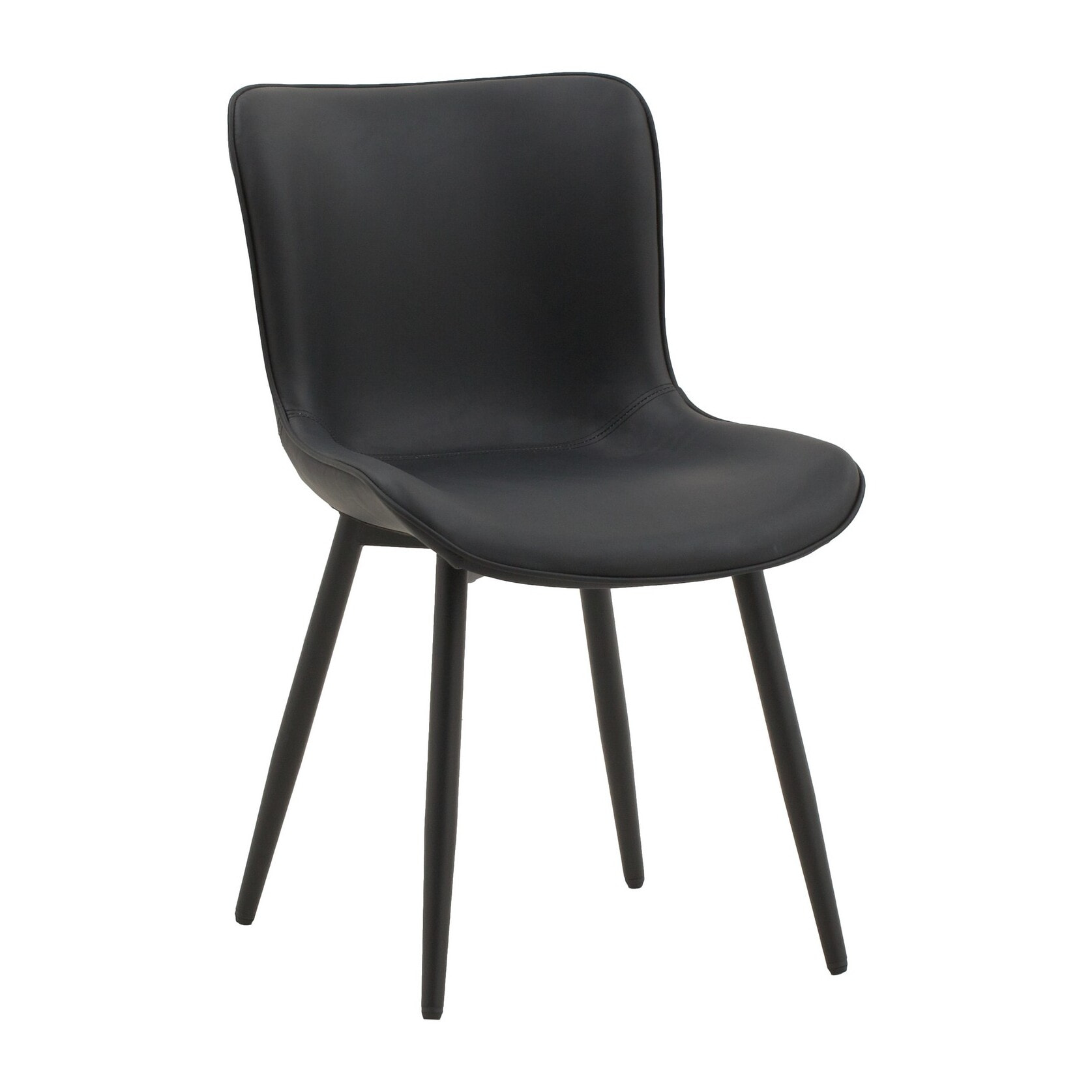 Set di 4 sedie KUDI CHIN in similpelle nero e gambe in metallo nero