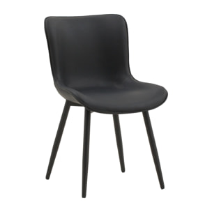 Set di 4 sedie KUDI CHIN in similpelle nero e gambe in metallo nero