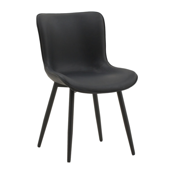 Set di 4 sedie KUDI CHIN in similpelle nero e gambe in metallo nero