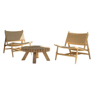 VALERIA - Ensemble de jardin en bois de teck recyclé rotin 2 pers.