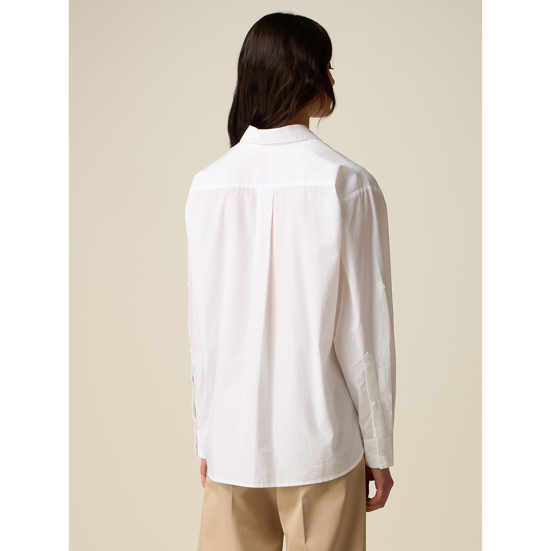 Oltre - Camicia in cotone con ricamo floreale - Bianco