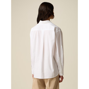 Oltre - Camicia in cotone con ricamo floreale - Bianco