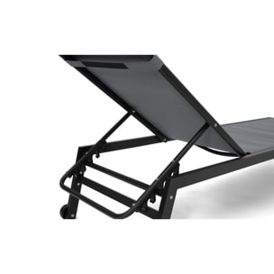 Transats inclinables Faro 5 positions noirs - lot de 2