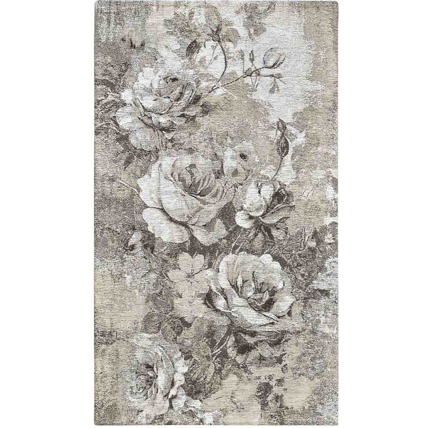 Tappeto Arredo Disegno Floreale Tortora