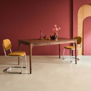 Table à manger rectangulaire extensible bois d'hévéa et placage frêne 6-8 places ELENA