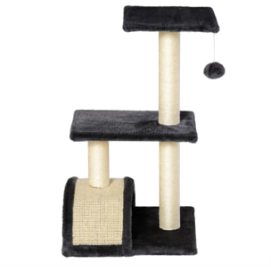 Rascador para Gatos Altura 72 cm Árbol para Gatos Torre de Escalada con Postes de Sisal Tablero para Rascar Plataformas y Bola Colgante Gris Carbón