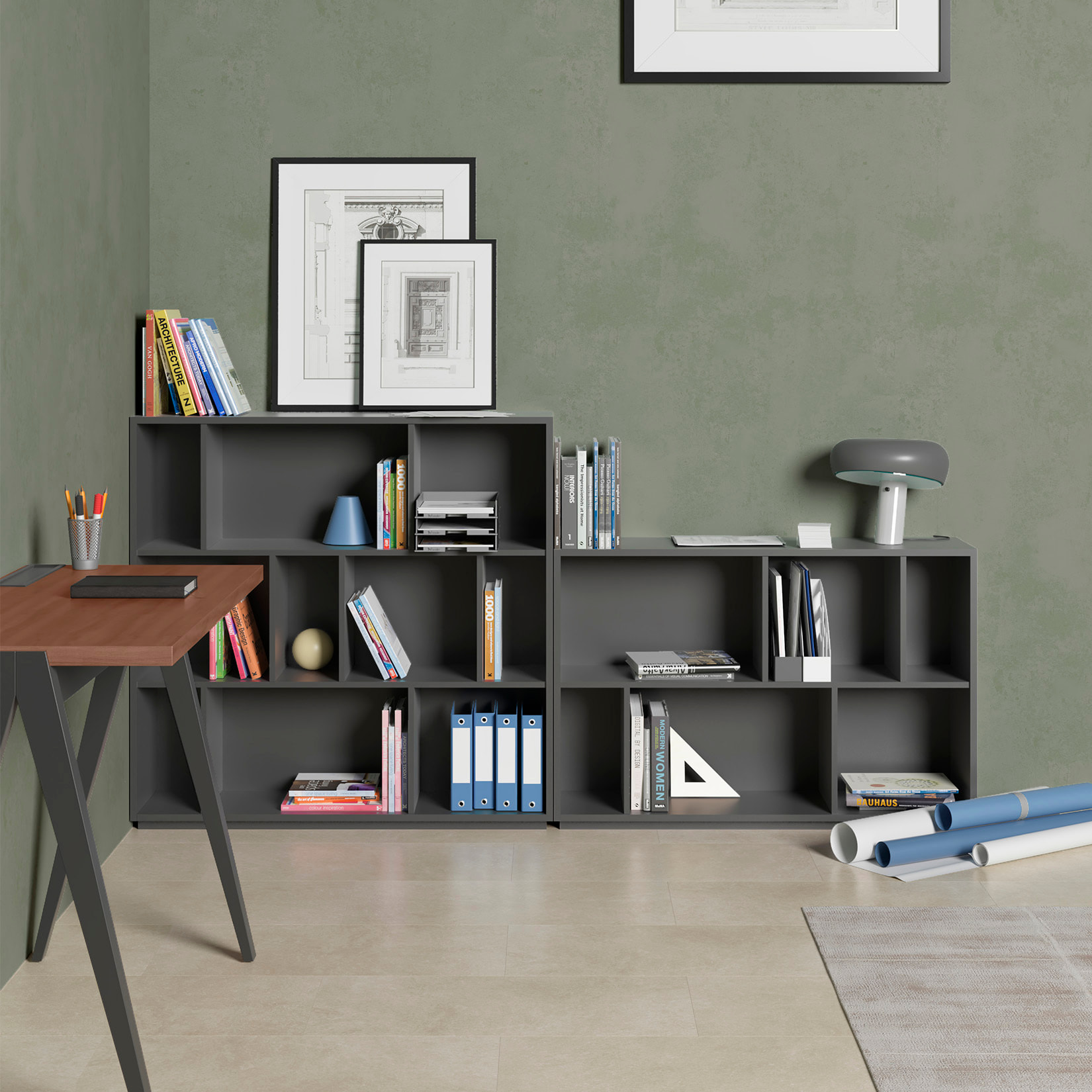 Estantería librería Nack melamina grafito 80x119x32 cm