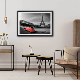 Affiche paris tour eiffel et 2cv rouge Affiche seule