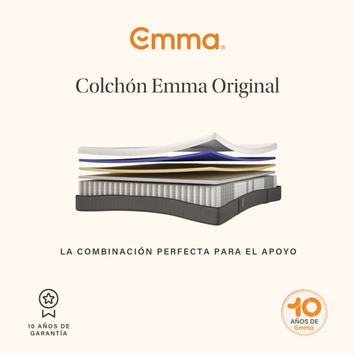Pack Emma Colchón Híbrido Original + protector de colchón + 2x Almohada Original Adapt