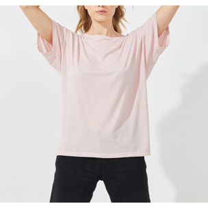 Maglia manica corta scollo barchetta in viscosa sostenibile vestibilità over