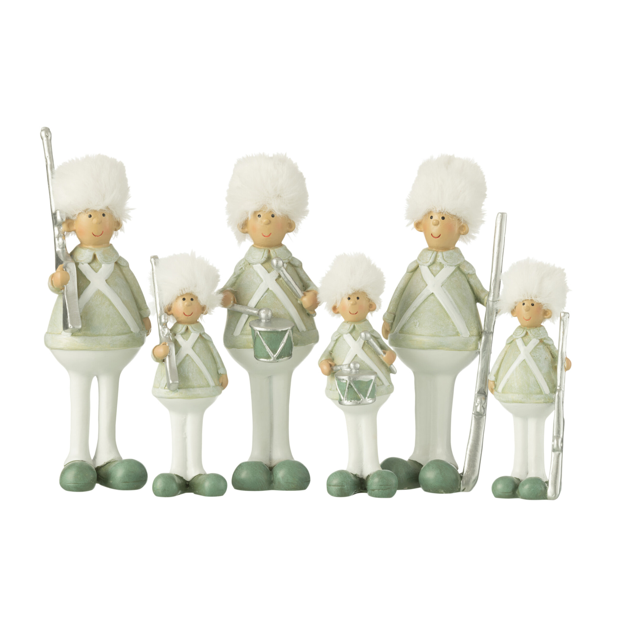 J-Line figurine Soldat Fusil + Tambour - polyrésine - vert/blanc - small - 3 pcs