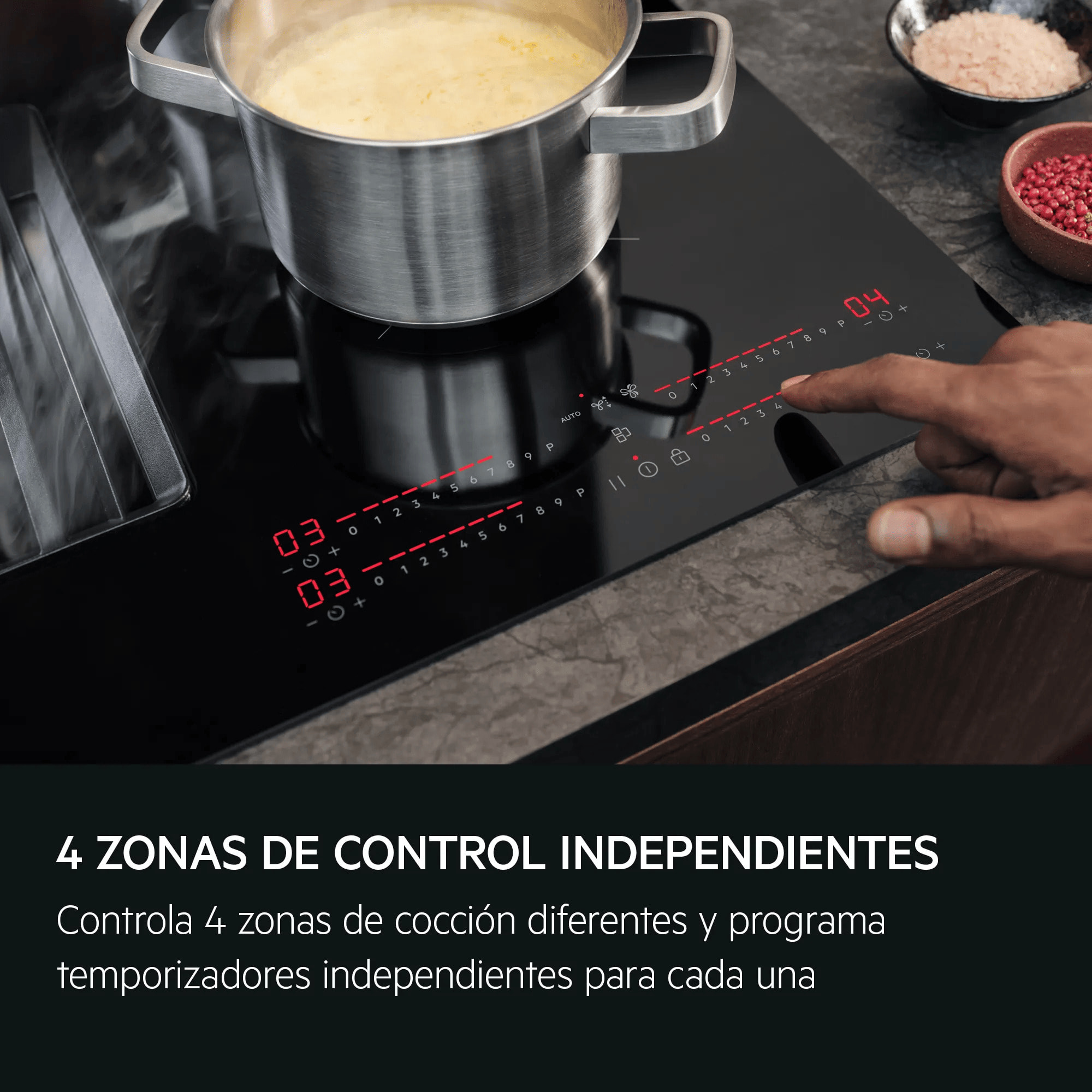 AEG Placa de inducción con campana extractora de 80 cm TH84CB03FB