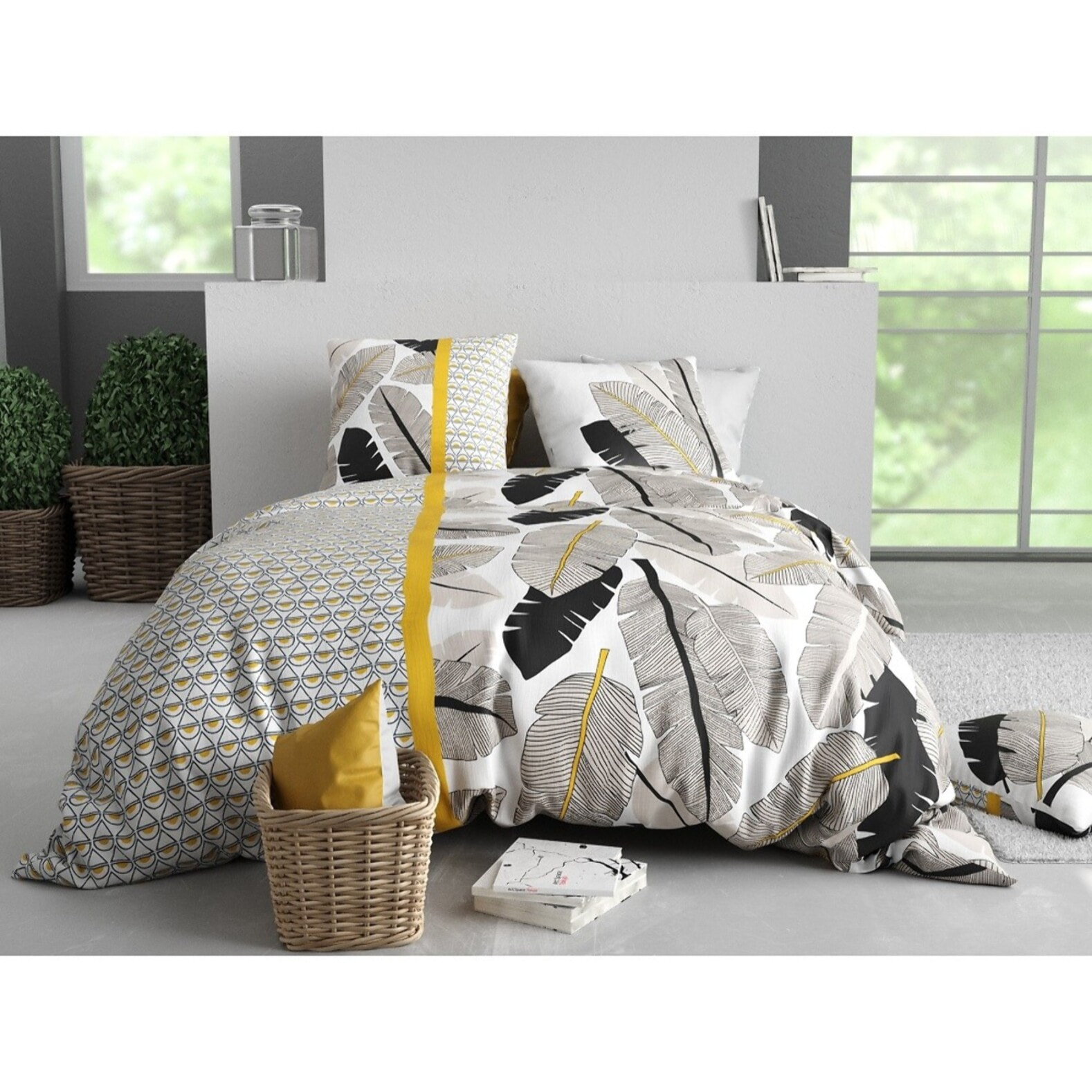 Parure housse de couette imprimée + 2 taies Palmora