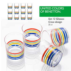 Set cristalería 12 piezas de vasos de vidrio decorados, benetton