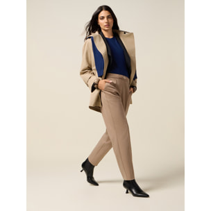 Oltre - Gabardina cruzada midi de mezcla de algodón - Beige