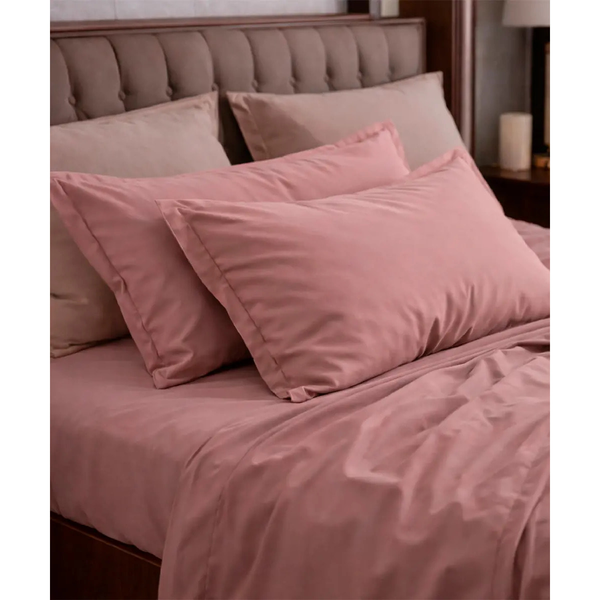 Parure CopriPiumino e Federe RASO ROSA tinta unita per letto matrimoniale 100% Raso di Cotone e Made in Italy