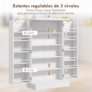 Armario de Cocina, Armario Despensa Cocina, con 2 Puertas, 16 Estantes, Alacena Moderna, con Estantes Ajustables, para Comedor, Salón, 60x30x104 cm, Blanco