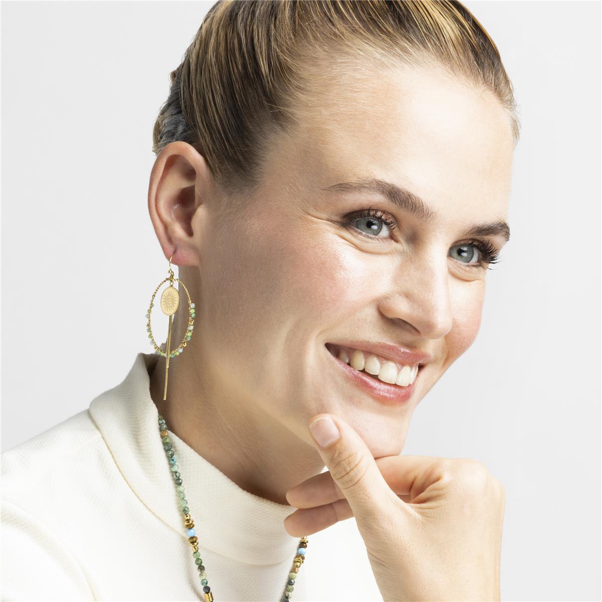 Pendientes con Cristal Multicolor acabado oro 18k