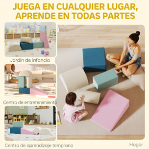 Juego de 5 Bloques de Espuma para Niños, Bloques de Psicomotricidad Infantil con Base Antideslizante, Funda Extraíble, Set de Escalada Suave Interior para Escalar y Gatear, 6 Meses-3 Años