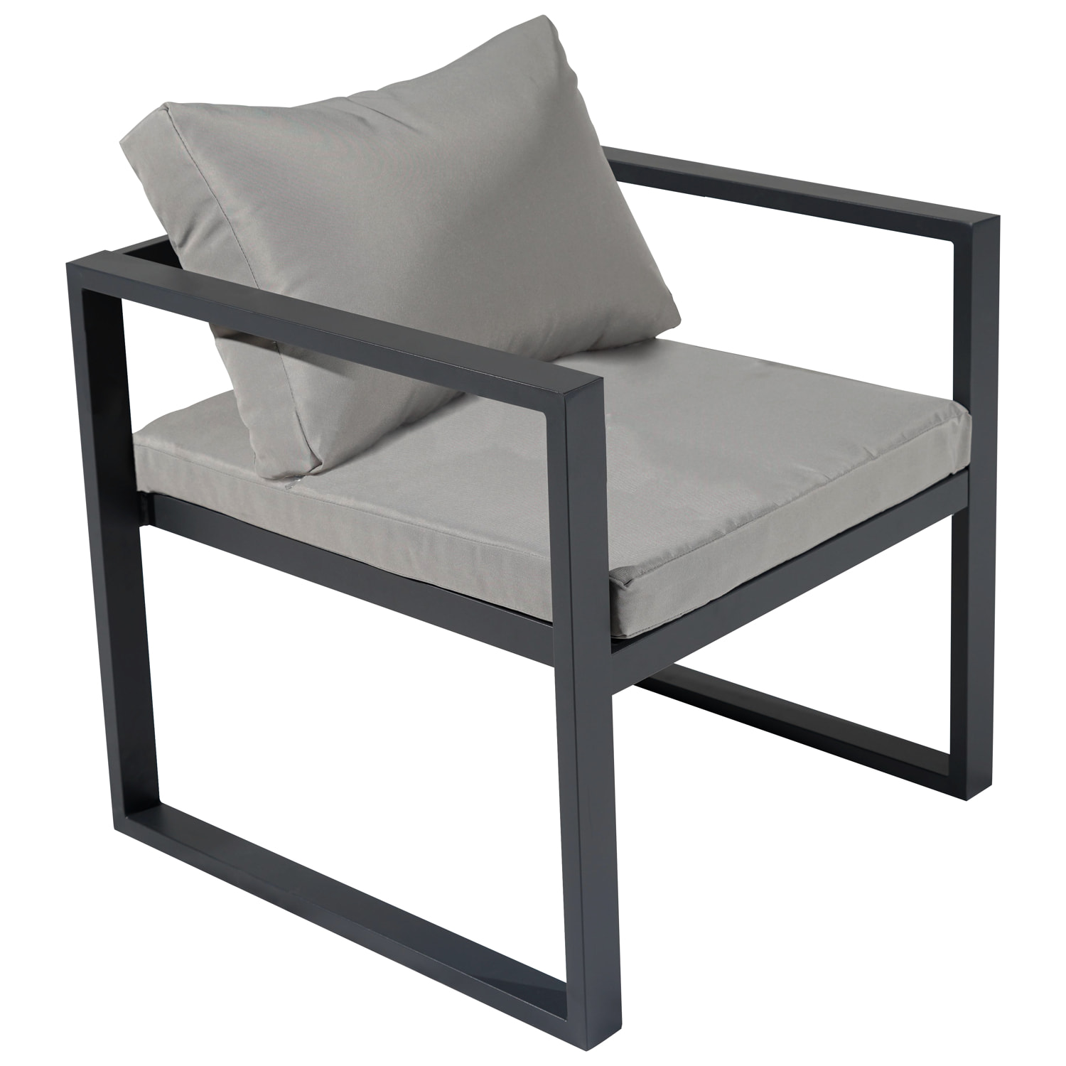 Salon de jardin modulable IBIZA en tissu gris 7 places - aluminium anthracite