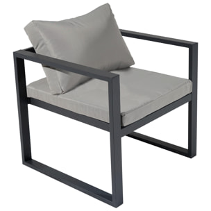 Salon de jardin modulable IBIZA en tissu gris 7 places - aluminium anthracite