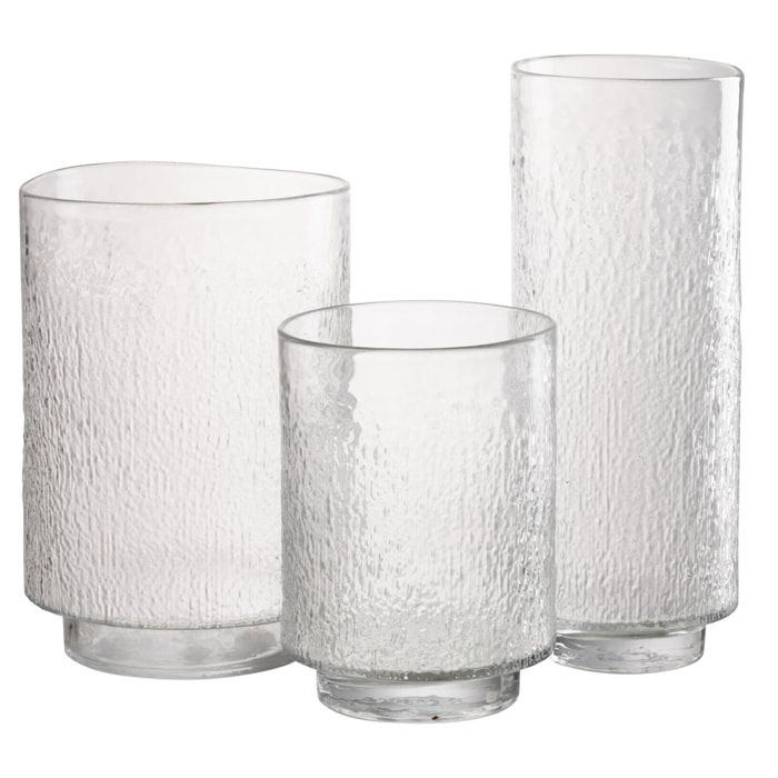 J-Line Vase Cylindre Relief - verre - transparent - large