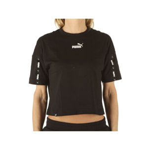 T-Shirt Puma Puma Power Tape Cropped Logo Tee Nero