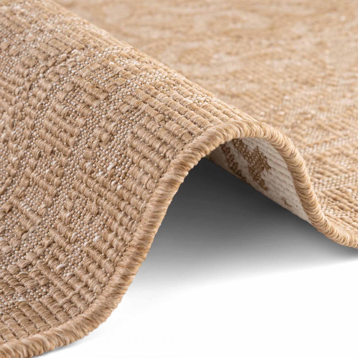 Tapis exterieur kilim oriental, structure robuste, anis