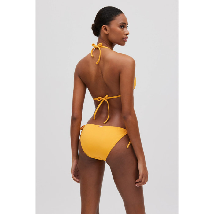 Slip bikini annodato in micropiqué blu