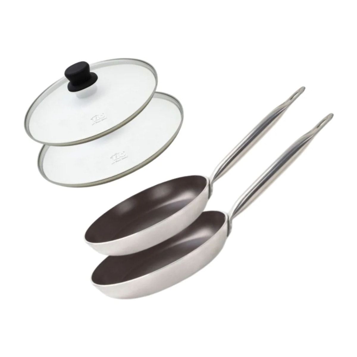 Set de 2 Poêles 24 et 28 cm céramique sans PFAS et 2 couvercles Bistro Line Elo