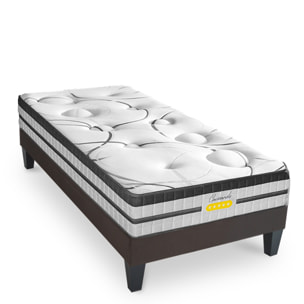 Ensemble Matelas Hybride Concorde & Sommier Tissu, Mémoire de forme & Ressorts ensachés, 26 cm, Technologie Tri-lattes, Soutien Ferme