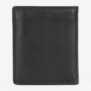 Cartera piel negra con portamonedas