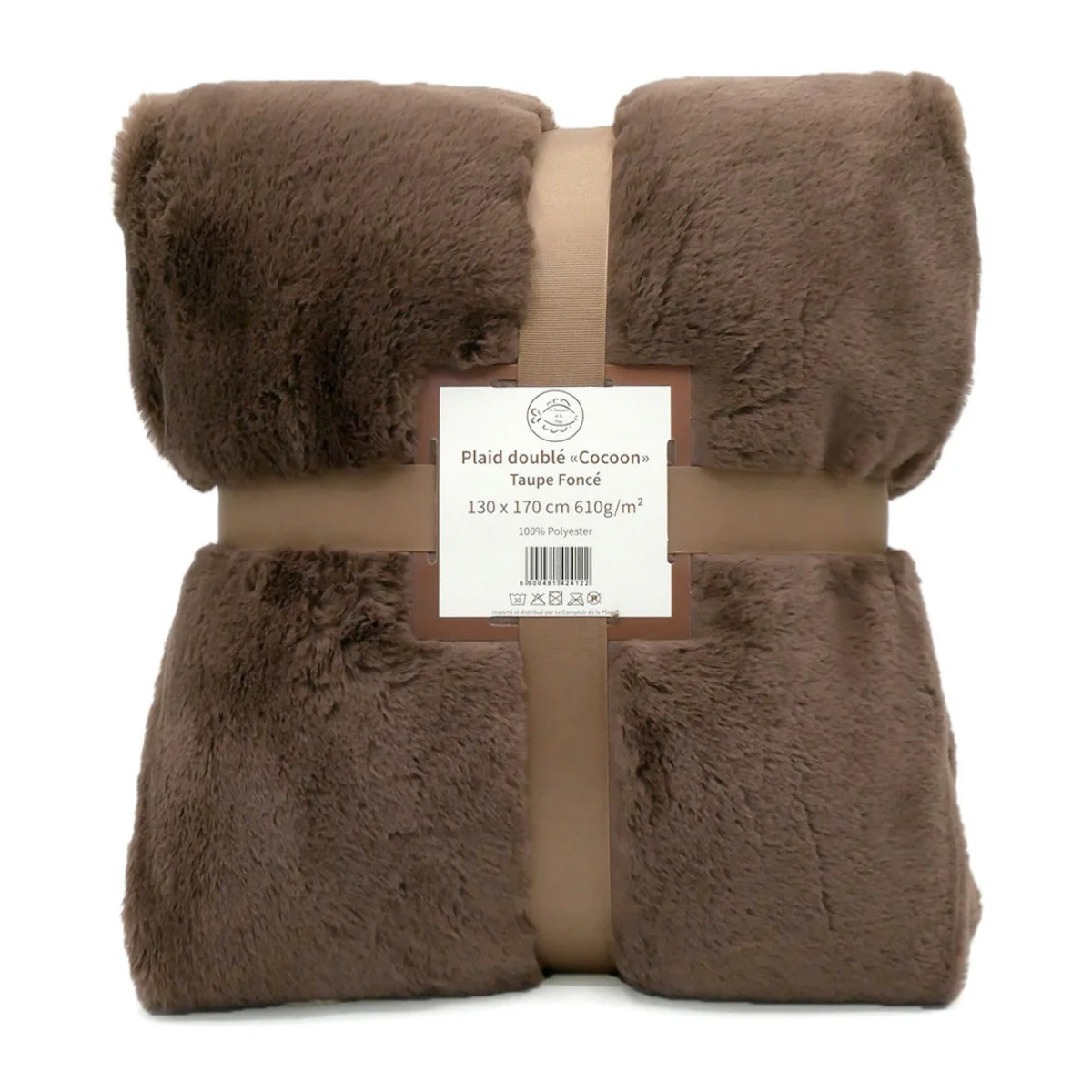 Plaid imitation "Lapin" 130x170cm 610g/m² - Cocoon Taupe Foncé