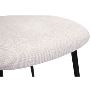 Chaises en tissu effet velours texturé beige et métal noir (lot de 2) ATRIUM