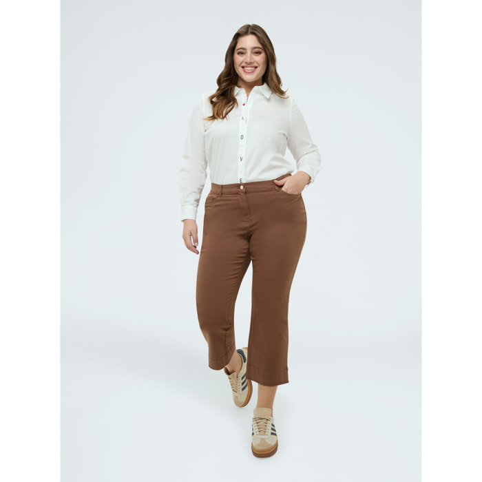 Fiorella Rubino - Pantaloni Kick Flare flare in cotone - Marrone