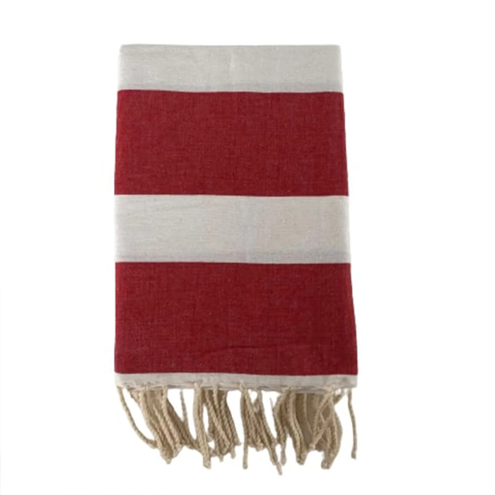 Fouta plate traditionnelle Rouge 100x200 190g/m² - Transat Rouge