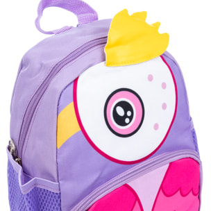 Zaino per bambini con design di Uccello. Con spallacci imbottiti, traspiranti e regolabili.