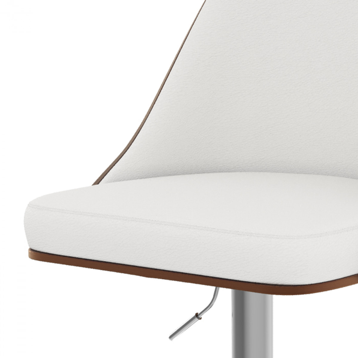 Chaise de bar réglable et pivotante en bois foncé et PU blanc 56/77 cm - Georges